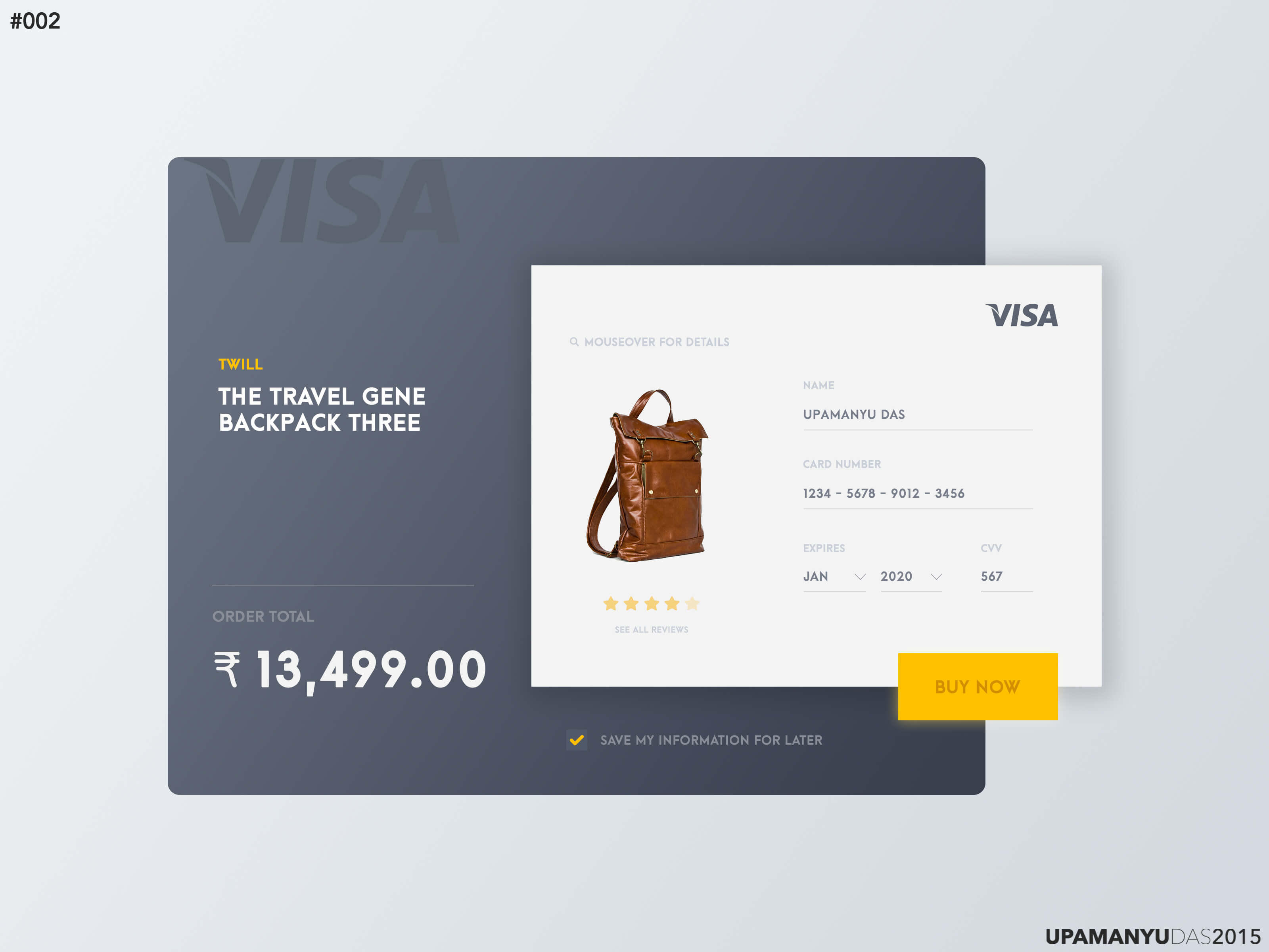 Daily UI Challenge, Day 002 - Credit Card Checkout